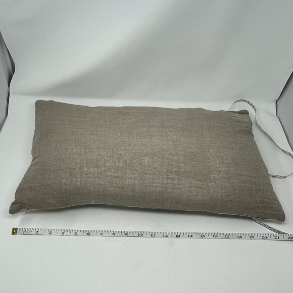 Room and Board throw pillow accent cream blue diamond soft feathers lumbar 12x22 - Picture 6 of 6